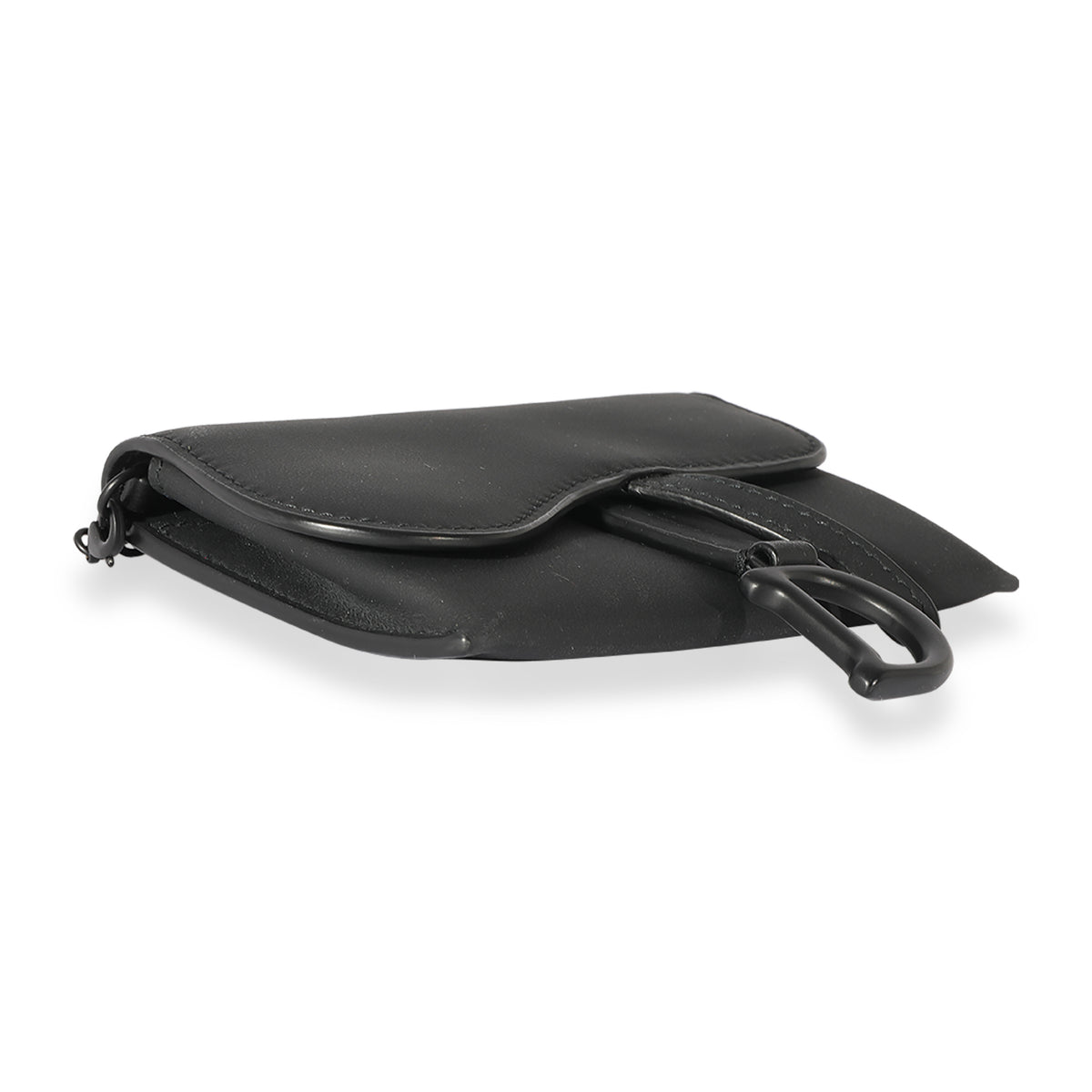 Black saddle shop matte calfskin pouch