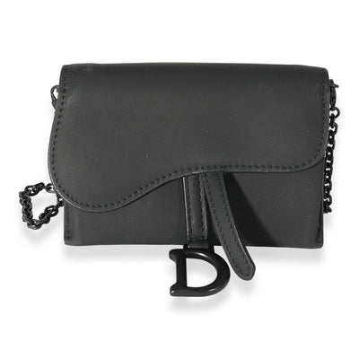 Dior Black Ultra Matte Calfskin Saddle Belt Pouch