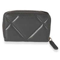 Chanel Grey Quilted Lambskin 19 Zip Around Coin Purse