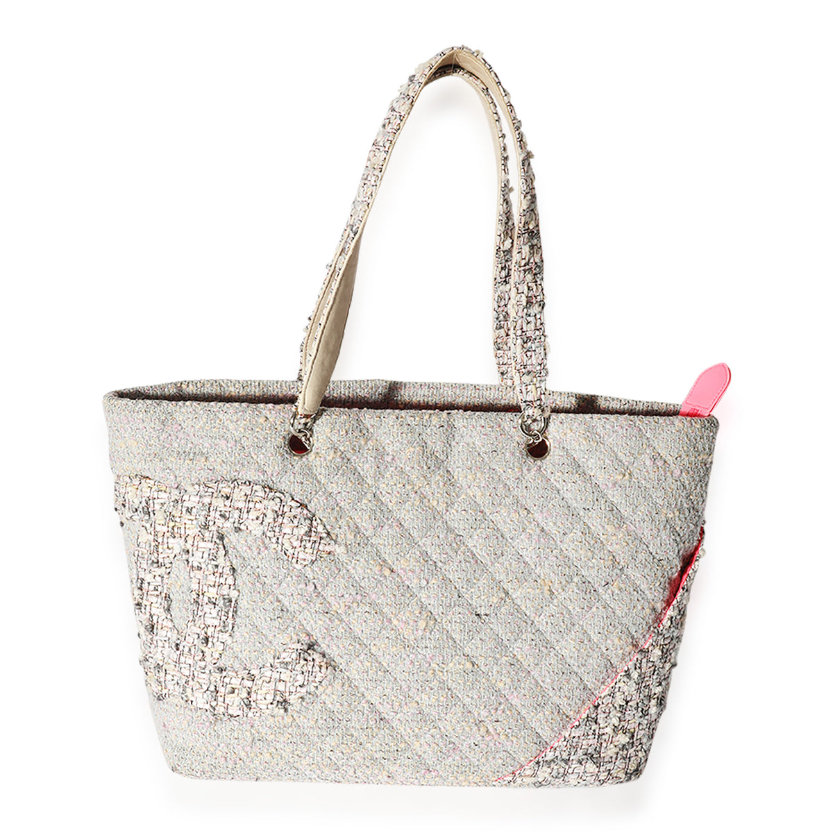 Chanel Grey Quilted Tweed Ligne Cambon Tote