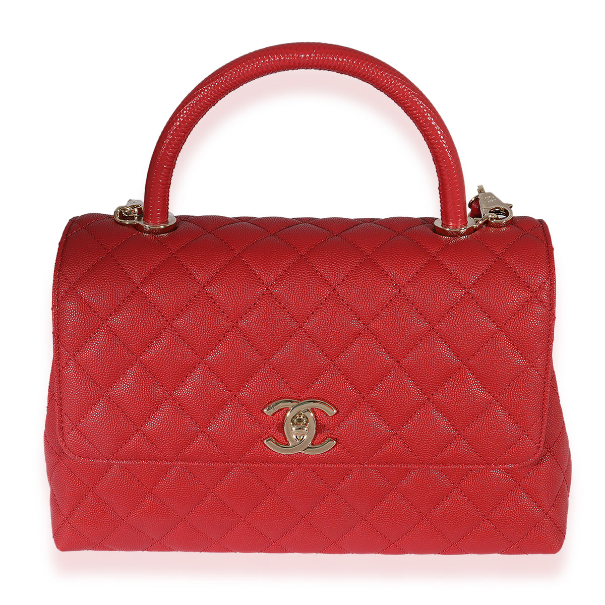 Chanel Red Quilted Caviar Medium Coco Handle Flap Bag, myGemma