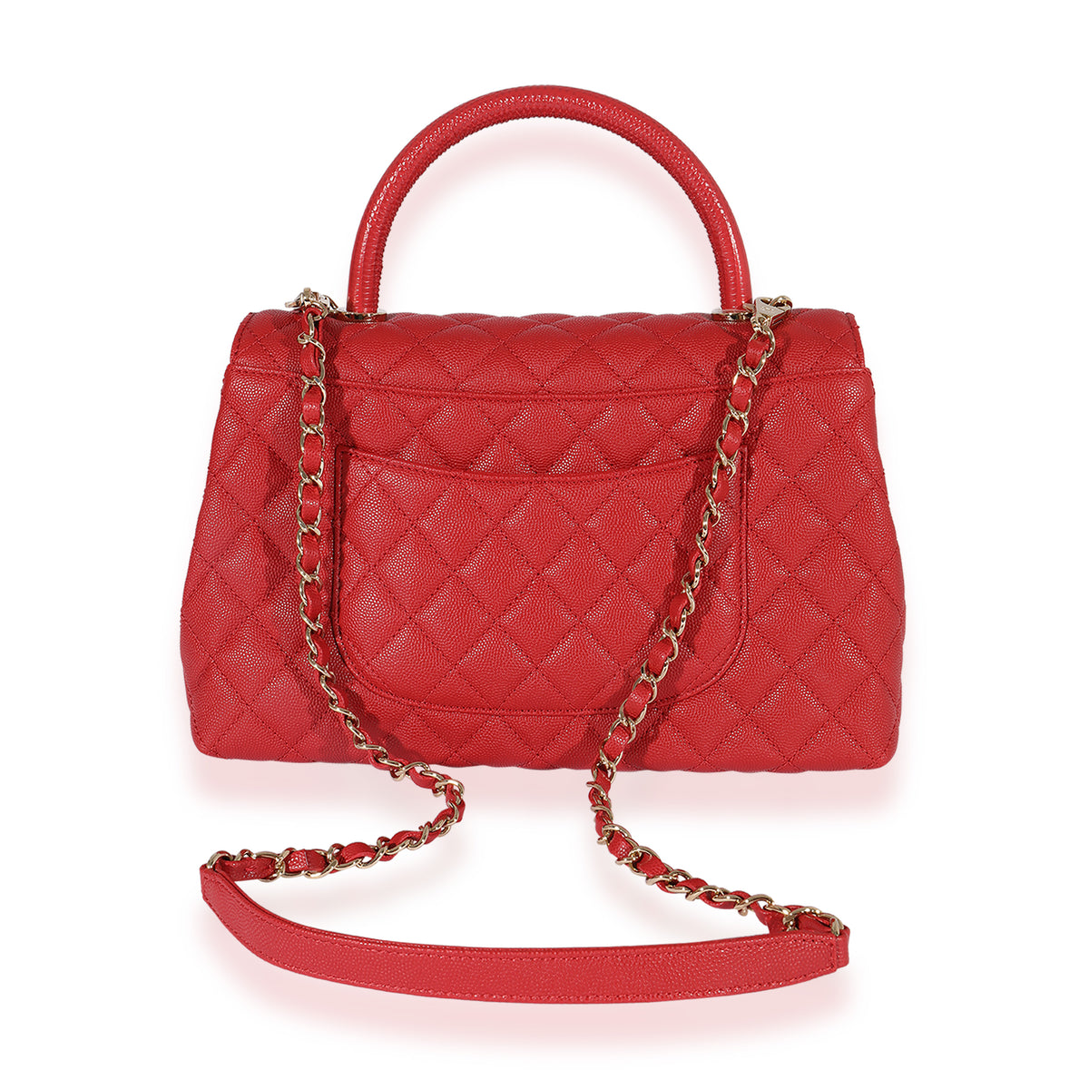Chanel Red Quilted Caviar Medium Coco Handle Flap Bag, myGemma