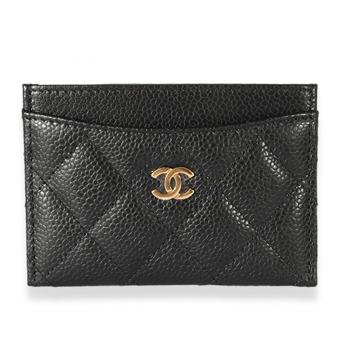 Chanel Black Quilted Caviar Classic Card Holder