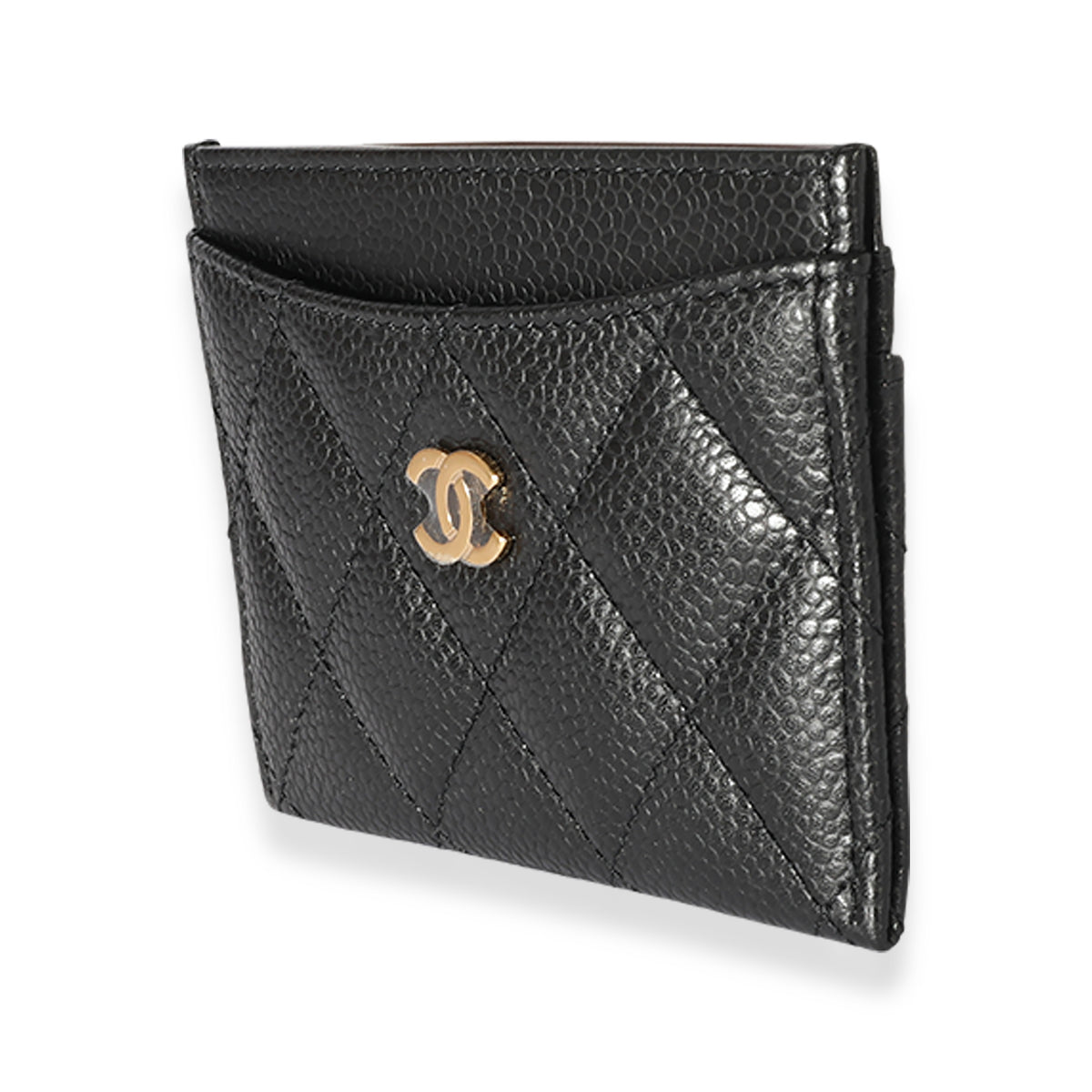 Chanel Black Quilted Caviar Classic Card Holder