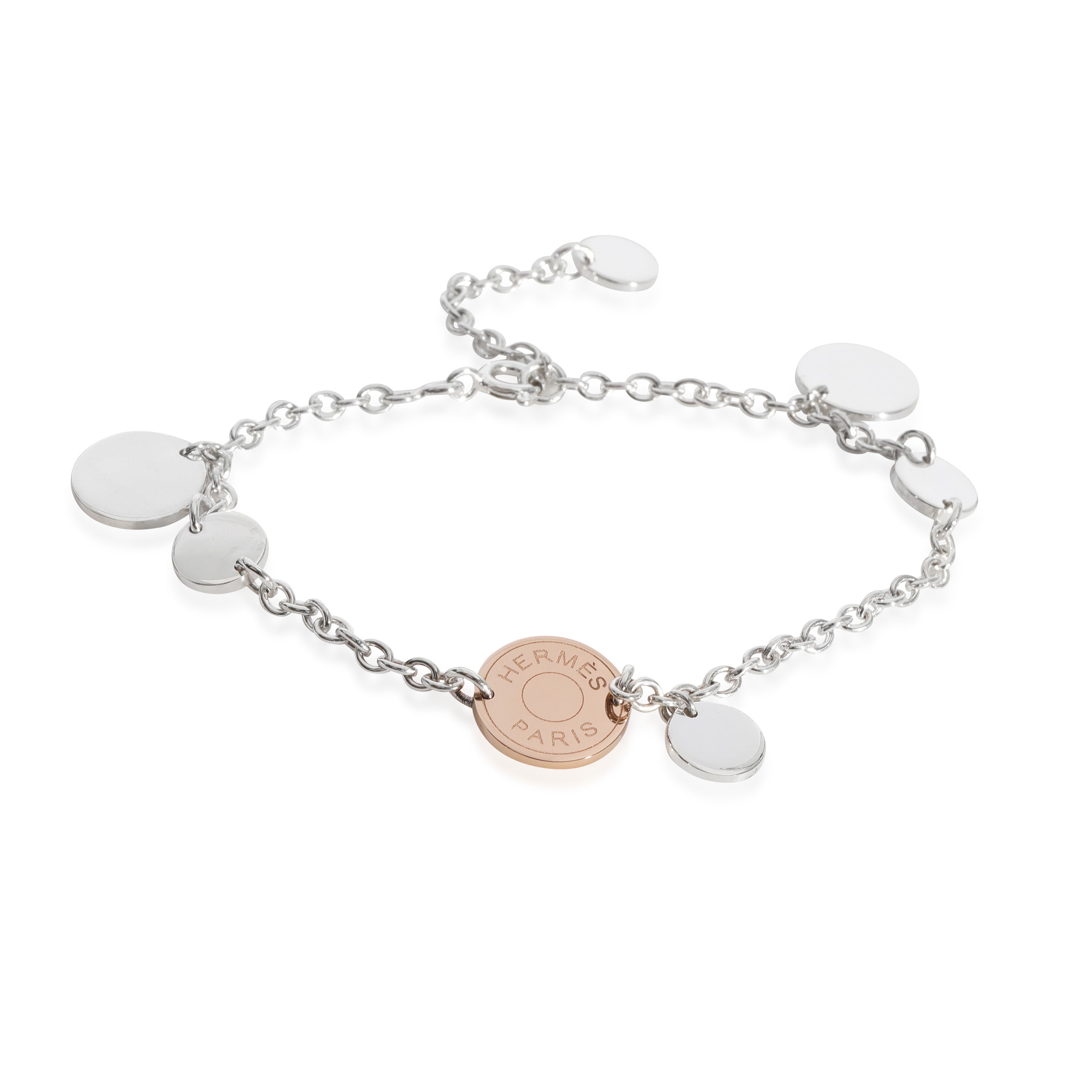 Hermes Sterling Silver and 18K Rose Gold Confettis Bracelet