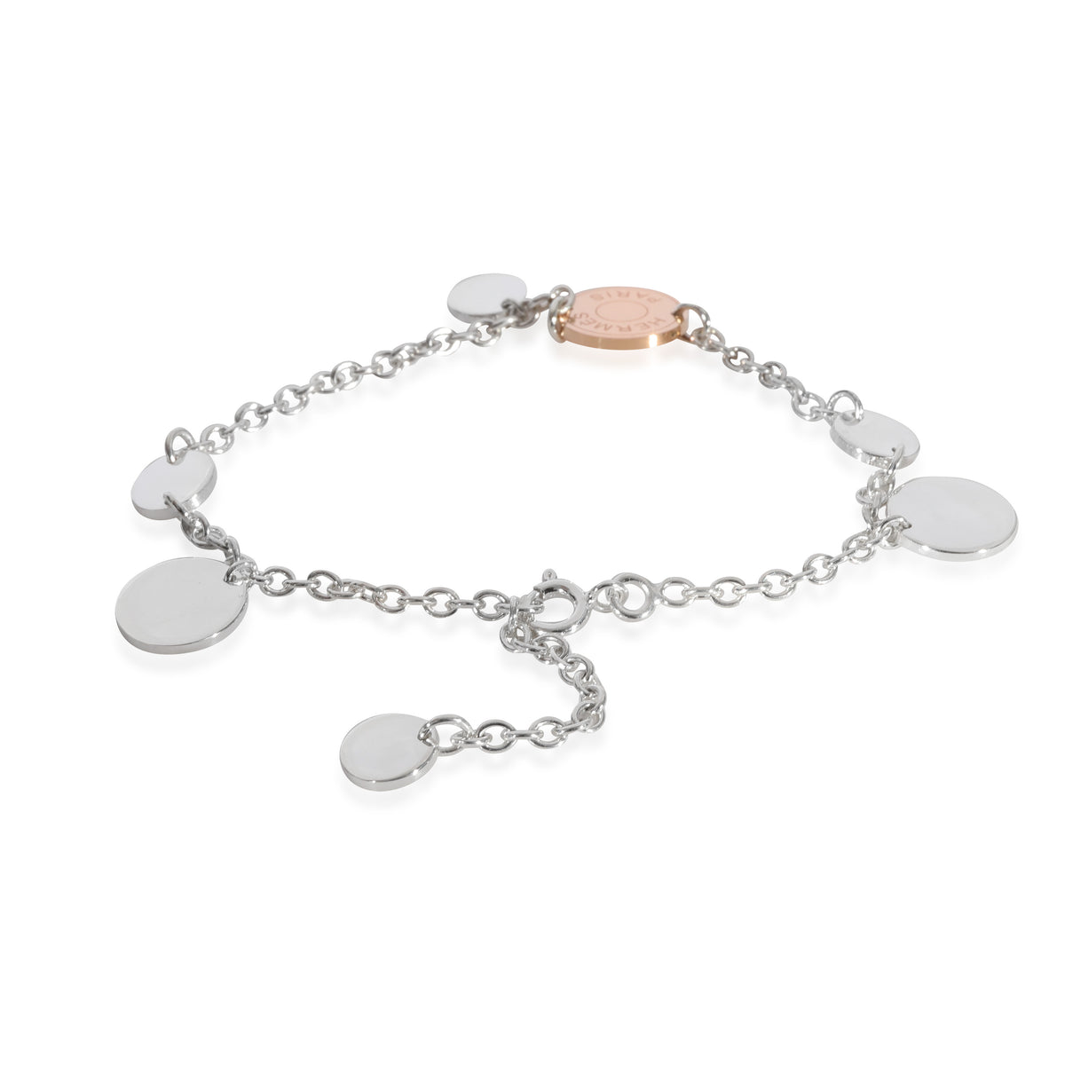 Hermes Sterling Silver and 18K Rose Gold Confettis Bracelet