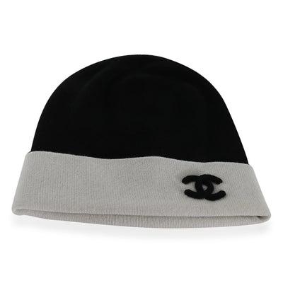 Chanel Black & White Cashmere CC Beanie