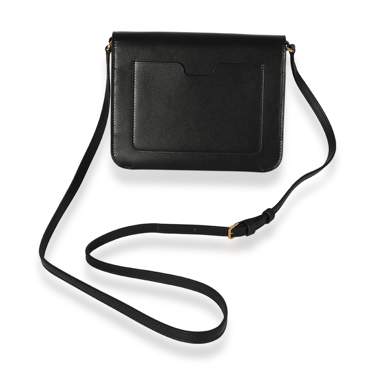 Burberry Black Smooth Leather TB Mini Flat Bag