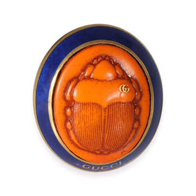 Gucci Resort 2019 Orange Beetle Cameo Brooch, 1 1/2 Wide