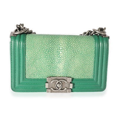 Chanel Green Stingray & Lambskin Small Boy Bag