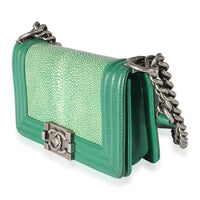 Chanel Green Stingray & Lambskin Small Boy Bag