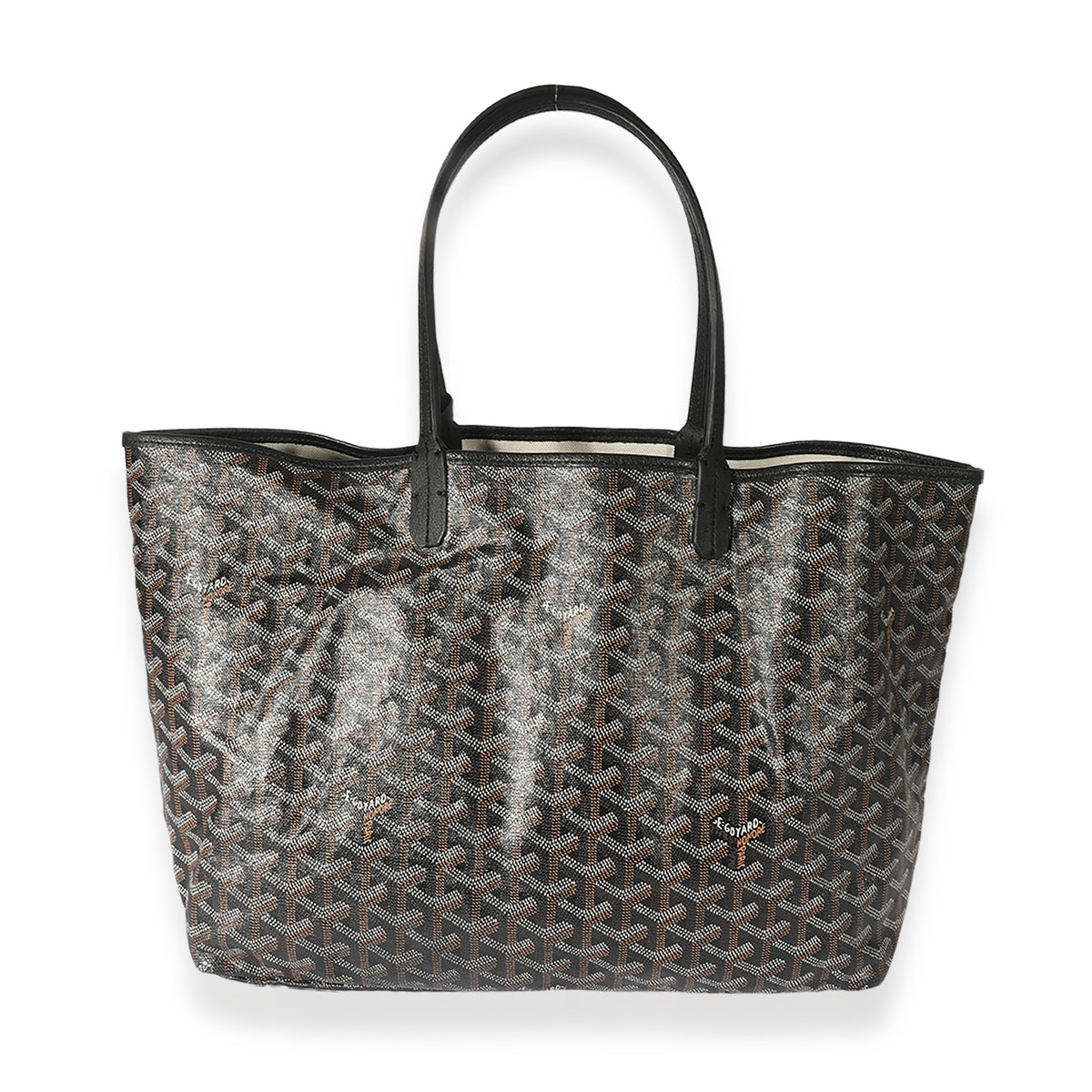 Goyard Black Goyardine Canvas & Brown Leather Saint Louis PM Tote, myGemma