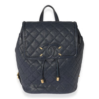 Chanel Navy Caviar Filigree Backpack