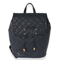 Chanel Navy Caviar Filigree Backpack