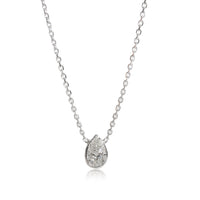 GIA Pear Diamond Bezel Set Pendant in 18k White Gold, 0.51 Ct, on a Chain