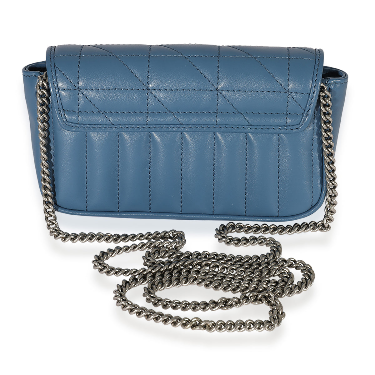 Yves Saint Laurent Baby Monogram Chain Bag In Blue Goatskin