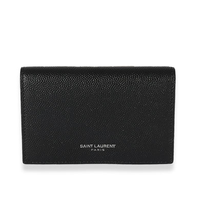 Saint Laurent Black Grain De Poudre Business Card Holder