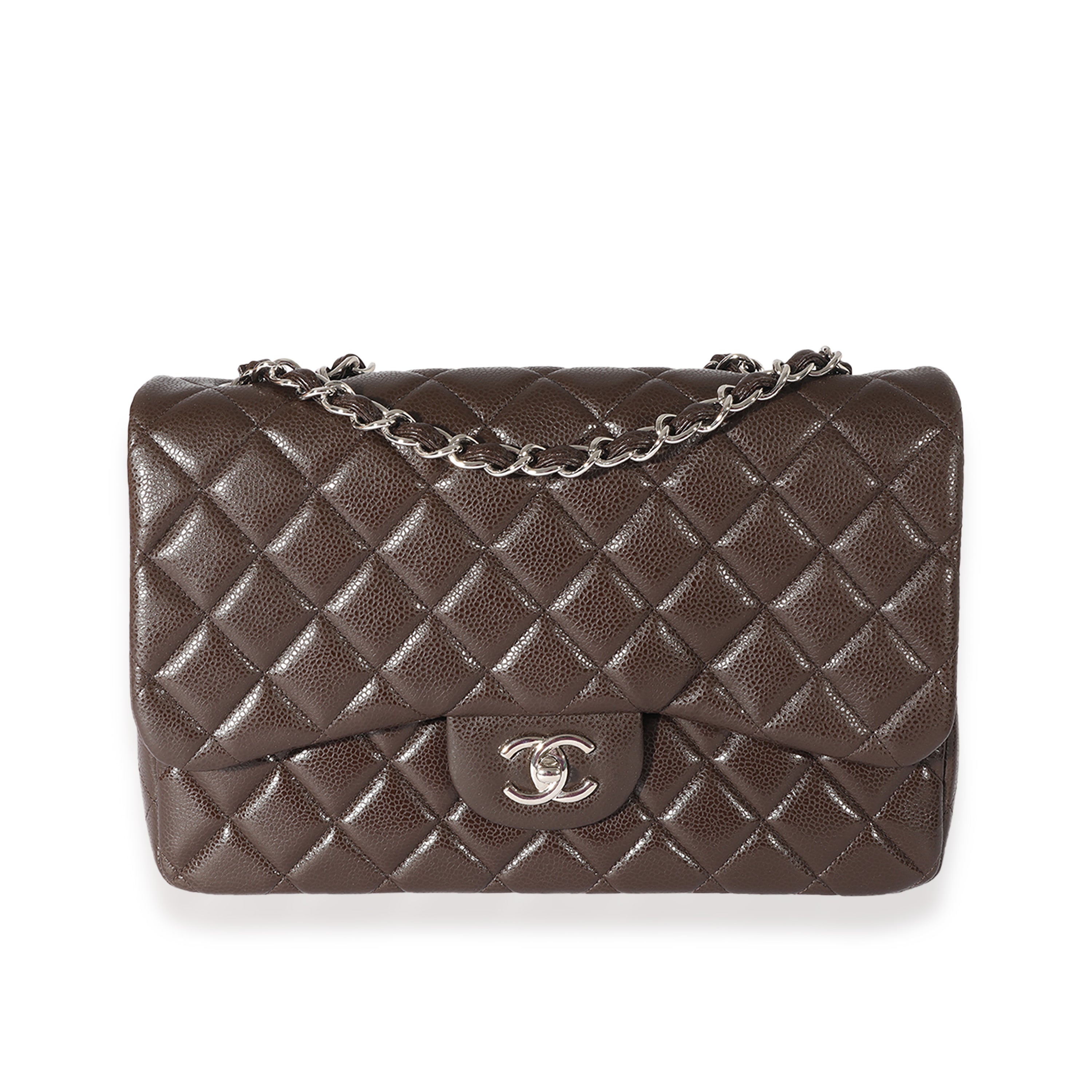 Chanel Brown Caviar Leather Classic Jumbo Singl Flap | myGemma