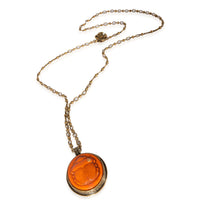 Gucci Brass Tone Orange Scarab Beetle Pendant