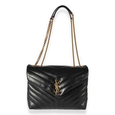 Saint Laurent Black Matelassé Leather Medium Loulou Bag