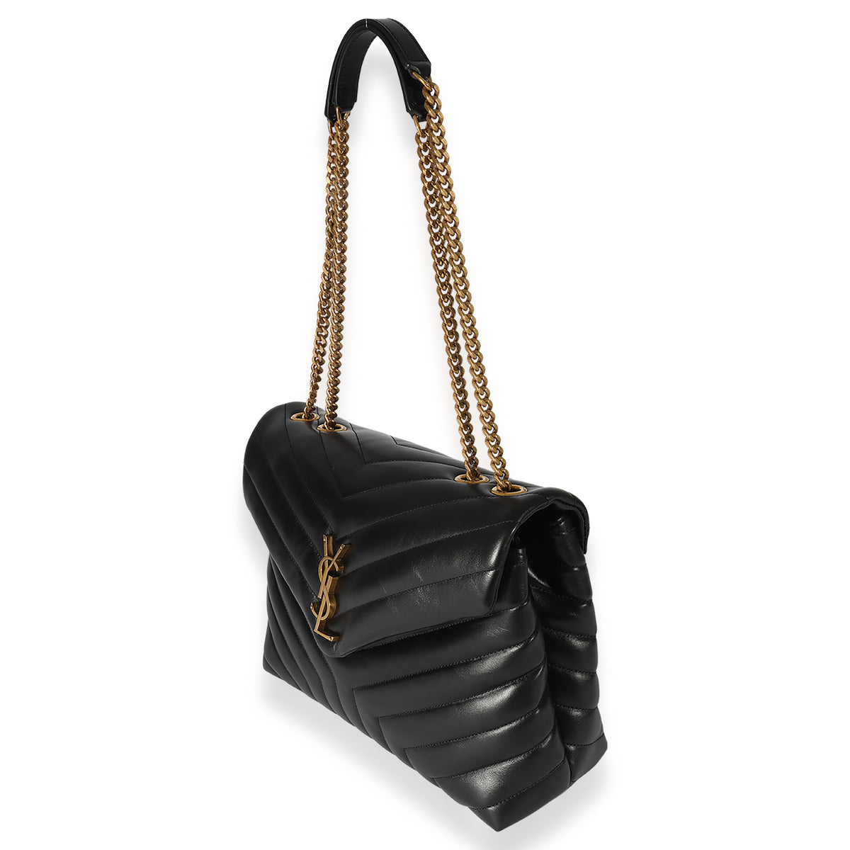 Saint Laurent Black Matelassé Leather Medium Loulou Bag