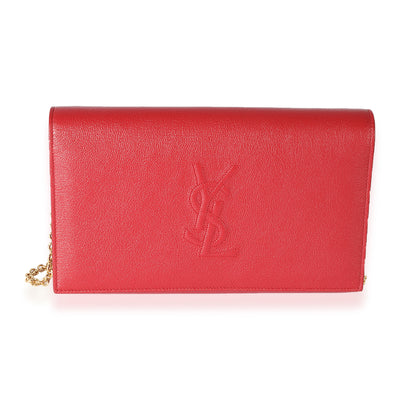 Saint Laurent Red Leather Belle De Jour Chain Wallet