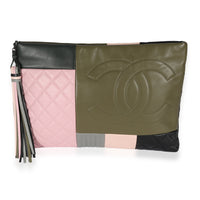 Chanel Olive & Multicolor Lambskin Patchwork O-Case