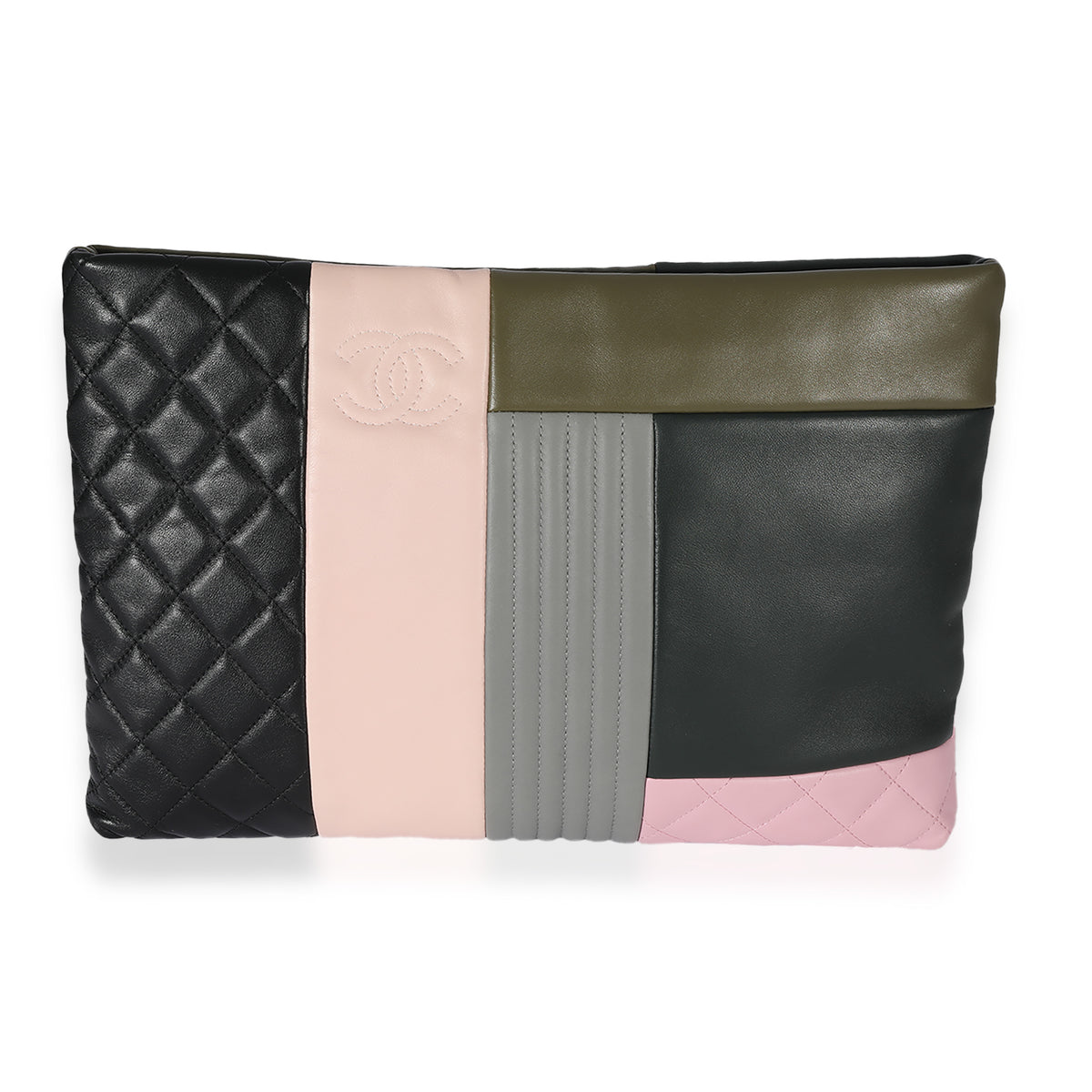 Chanel Olive & Multicolor Lambskin Patchwork O-Case