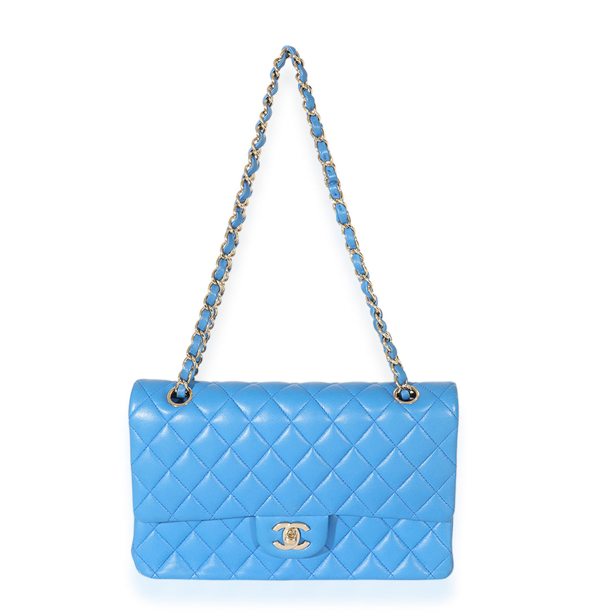 Chanel Blue Quilted Lambskin Medium Double Flap Bag