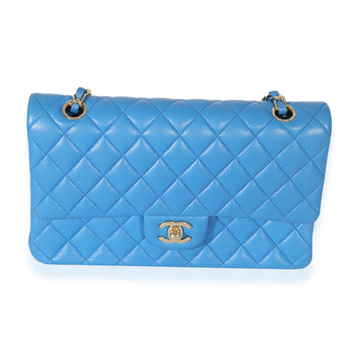 Chanel Blue Quilted Lambskin Medium Double Flap Bag