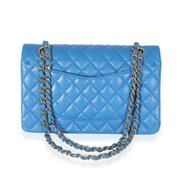 Chanel Blue Quilted Lambskin Medium Double Flap Bag