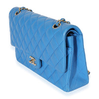 Chanel Blue Quilted Lambskin Medium Double Flap Bag