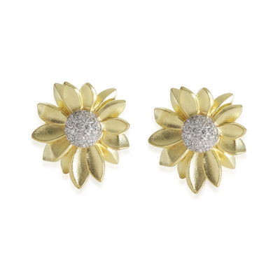 Morelli Flower Diamond Earrings in 18k White Gold/Yellow Gold 0.5 CTW