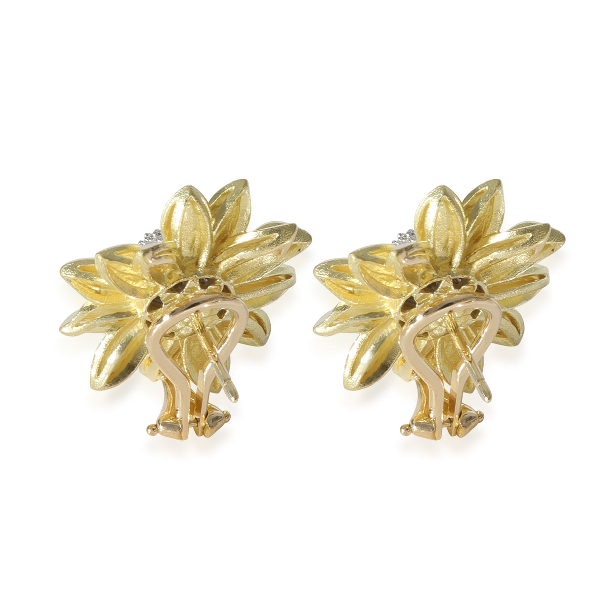 Morelli Flower Diamond Earrings in 18k White Gold/Yellow Gold 0.5 CTW