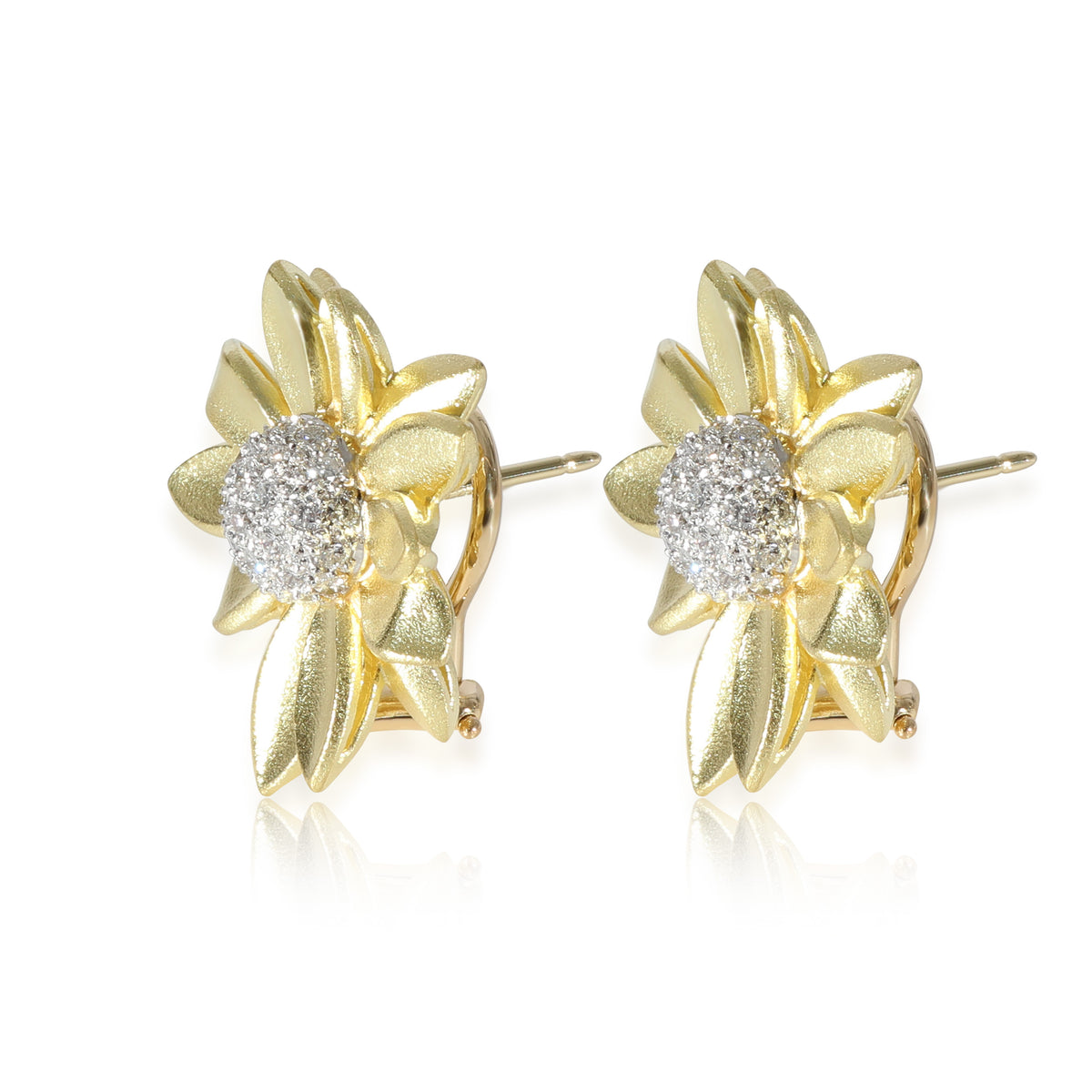 Morelli Flower Diamond Earrings in 18k White Gold/Yellow Gold 0.5 CTW