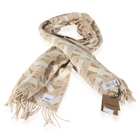 Burberry Tan Cashmere TB Monogram Jacquard Scarf