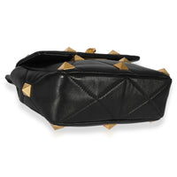 Valentino Black Leather Medium Roman Stud Shoulder Bag