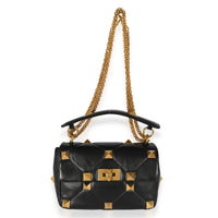 Valentino Black Leather Medium Roman Stud Shoulder Bag