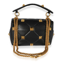 Valentino Black Leather Medium Roman Stud Shoulder Bag