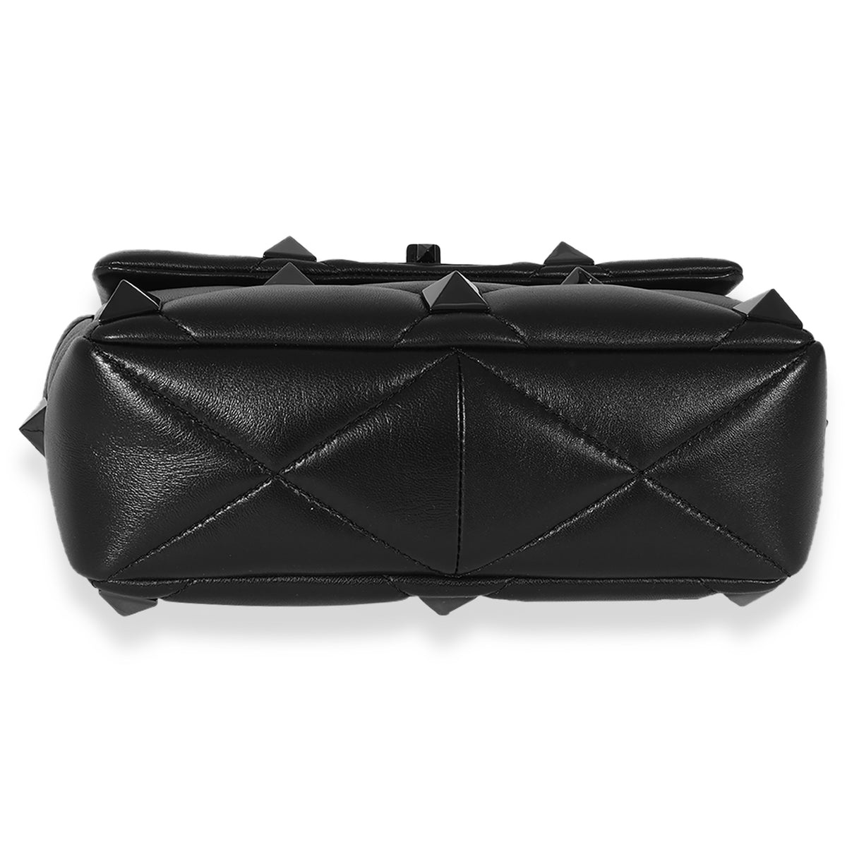 Valentino Black Nappa Medium Roman Stud Shoulder Bag