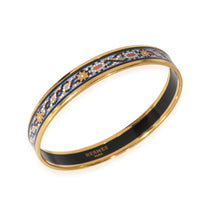 Hermès Narrow Enamel Bracelet in Blue & Gold Mosaic