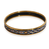 Hermès Narrow Enamel Bracelet in Blue & Gold Mosaic