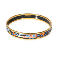 Hermès Plated Narrow Enamel Bangle With Folded Fans & Ribbons (62MM)