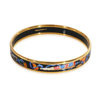 Hermès Plated Narrow Enamel Bangle With Folded Fans & Ribbons (62MM)