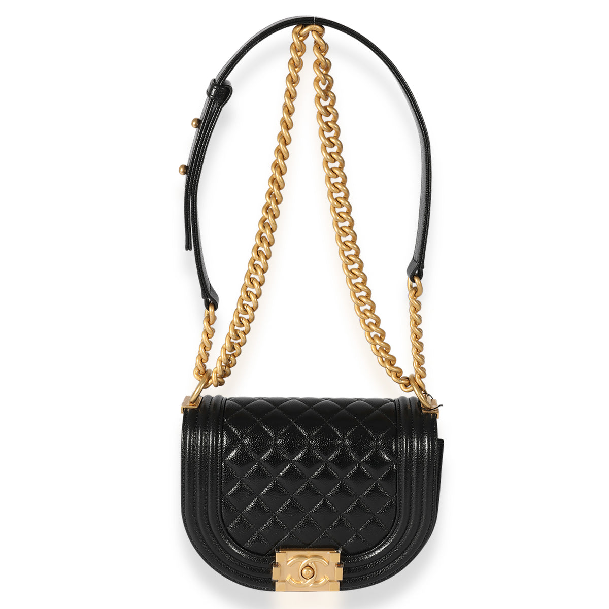 Chanel Black Quilted Caviar Mini Boy Bag Gold Hardware, 2022