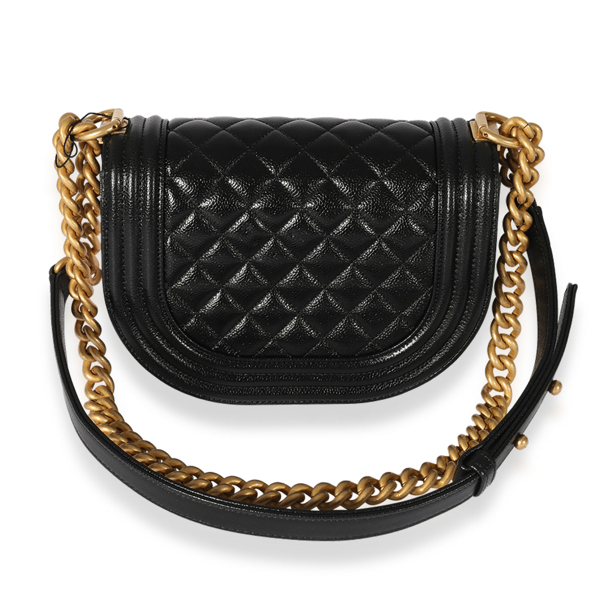Chanel Black Quilted Lambskin Boy Fold-Over Clutch