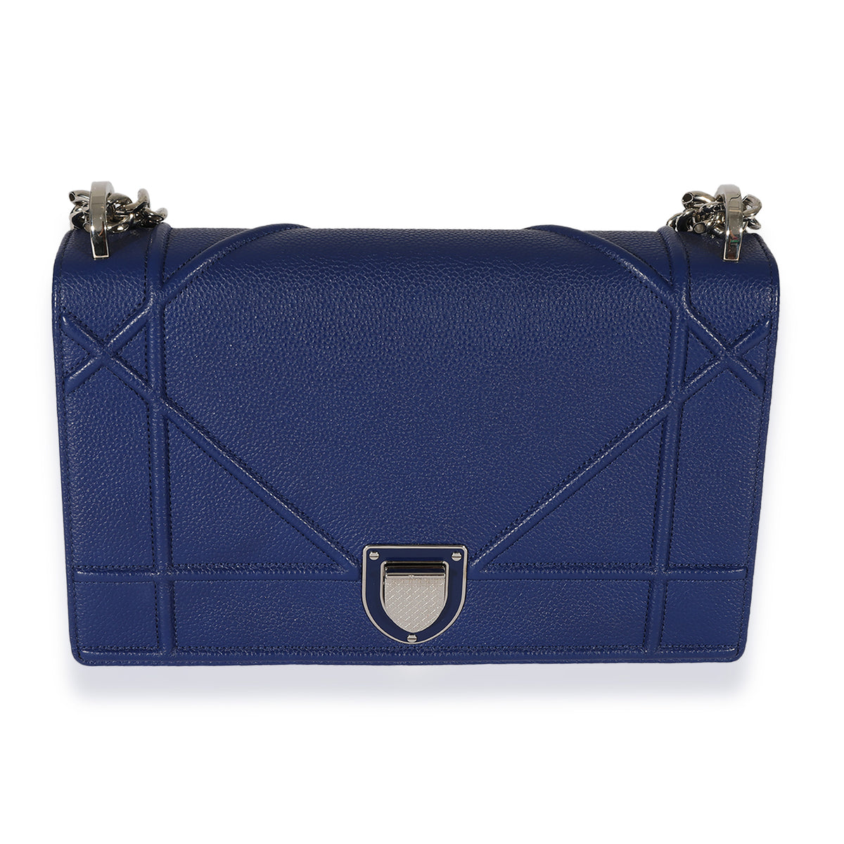 Christian Dior Blue Grained Leather Medium Diorama