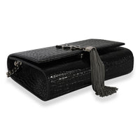 Saint Laurent Black Crocodile-Embossed Small Kate Tassel Bag