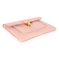 Prada Pink Saffiano Front Clasp Flap Clutch