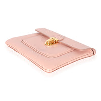 Prada Pink Saffiano Front Clasp Flap Clutch